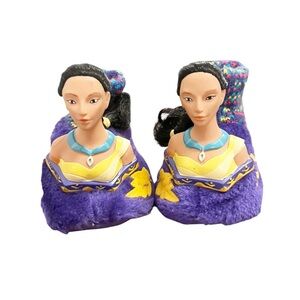 Vintage Disney 90s Pochahontas Purple Fuzzy Slippers Child’s Size 5/6